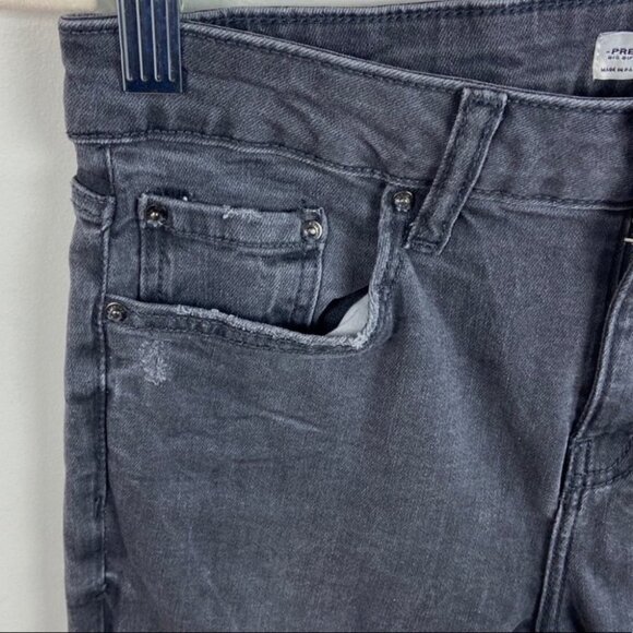 Zara Skinny Jeans Light Grey Size 4 Premium Denim Zip Fly Distressing Lyocell - Picture 12 of 13